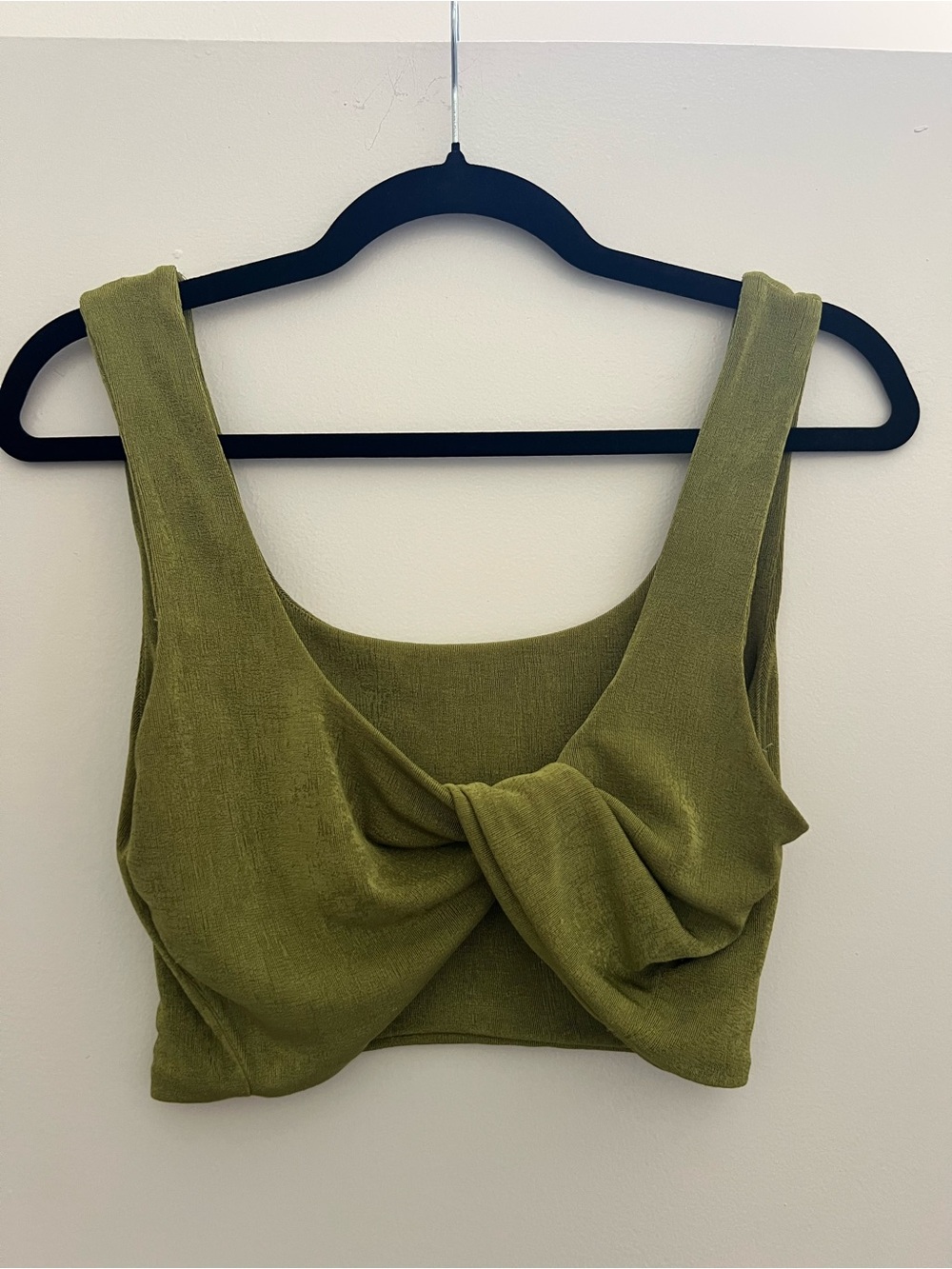 Olive Green Twist Front Crop Top